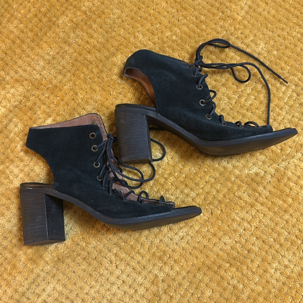 Jeffrey Campbell Black Open-Toe Lace-Up Ankle Boots - Picture 3 of 8